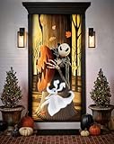 Spirit Halloween The Nightmare Before Christmas Jack Skellington and Zero Door Cover | Officially Licensed | Halloween Décor | Horror Décor | Home Décor