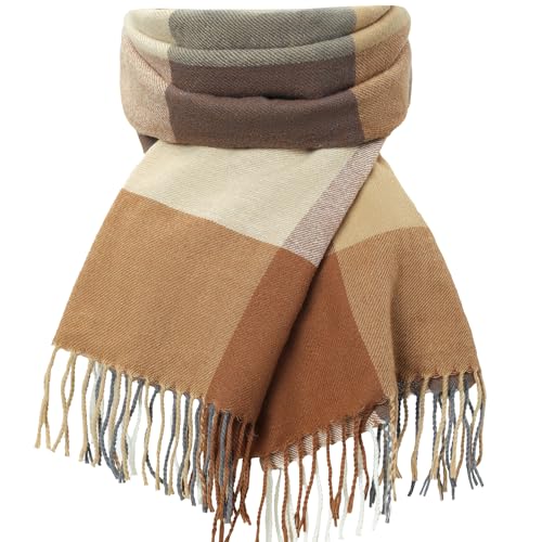 Scarf for Women - Winter Scarf for Women Fashion Cashmere Feel Plaid Scarfs, Pashmina Shawls and Wraps