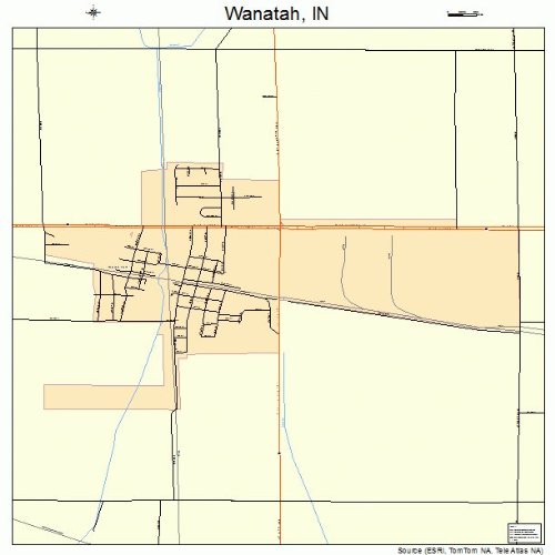 Large Street & Road Map of Wanatah, Indiana IN Printed poster size wall atlas of your home