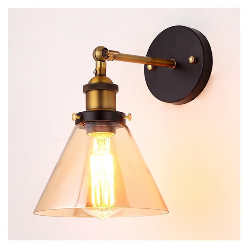 JKJZSALJ Indoor Wall Lights Fixtures Vintage Brass Hallway Wall Lamps Modern Swing Arm Adjustable Aisle Bedside Wall Sconces For Living Room Bathroom Vanity/Amber/B,Transparent-E,Amber-B