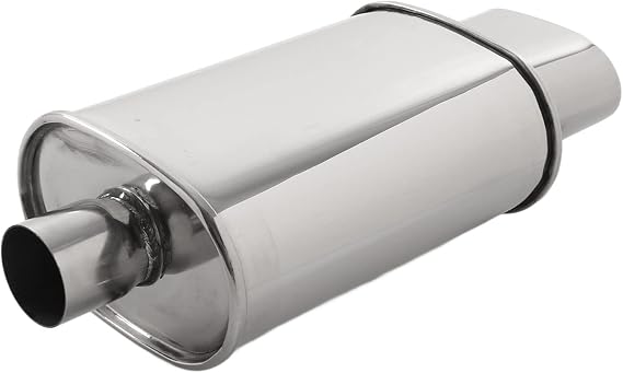 Rear Exhaust Muffler Double Wall Stainless Steel 63mm Inlet 80mm Outlet Universal for Car