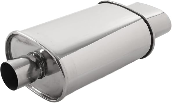 Rear Exhaust Muffler Double Wall Stainless Steel 63mm Inlet 80mm Outlet Universal for Car