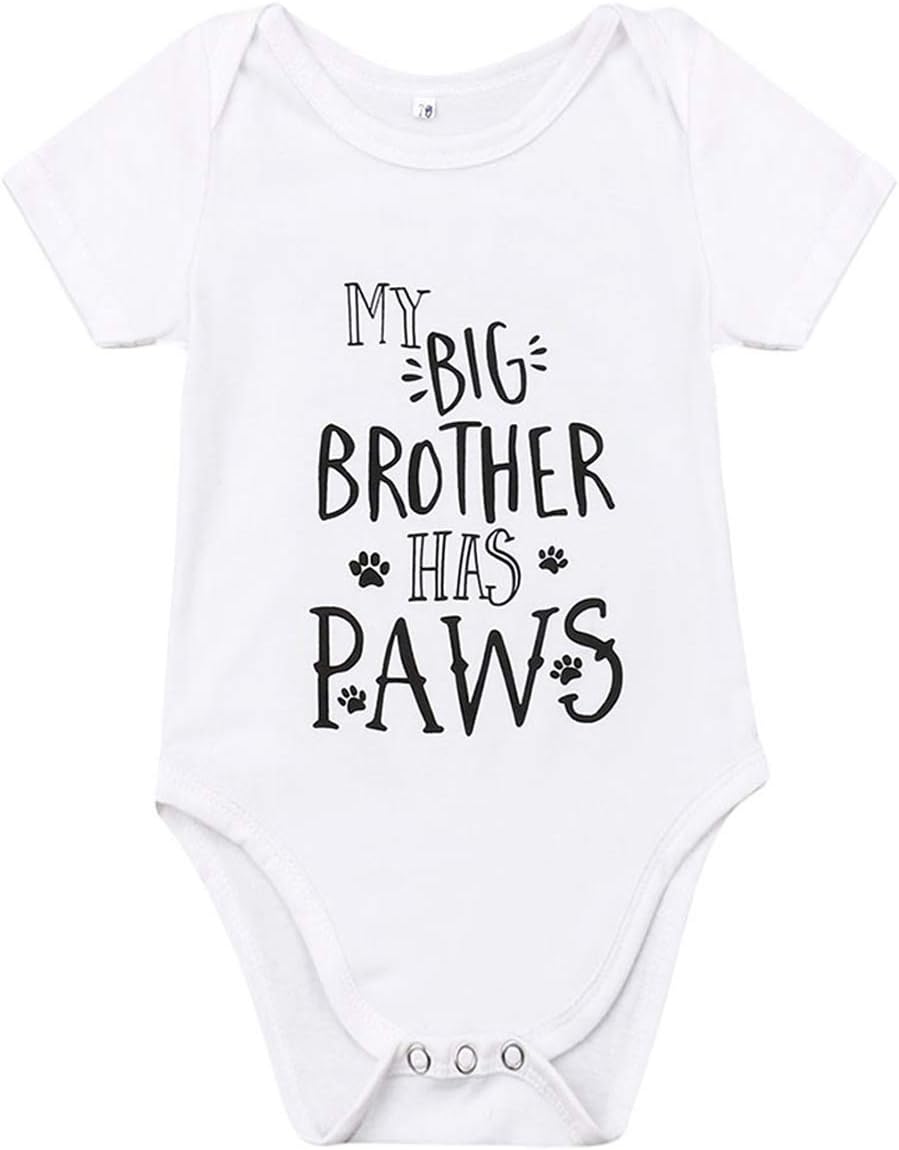Newborn Baby GOT My Mind ON My Mommy Paws Funny Bodysuits Rompers Outfits Grey White 0-18M