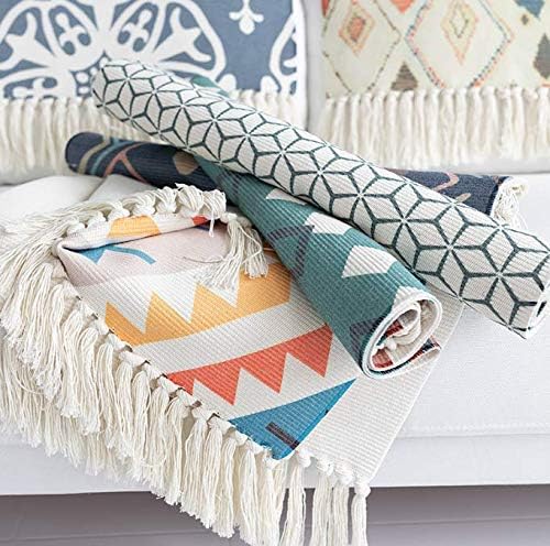 Miniatura 2 de Winwinplus Alfombra de algodón tejida a mano con borlas, alfombra de área interior para baño, dormitorio, sala de estar, lavandería, decoración del
