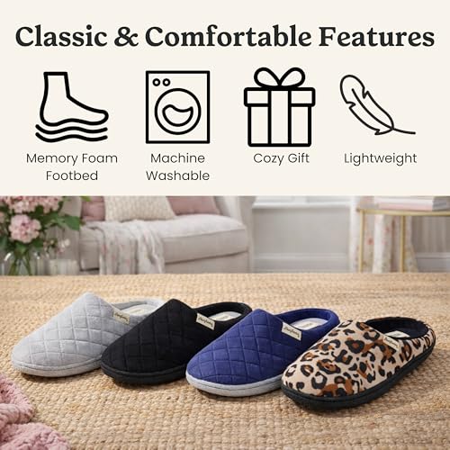 Image of Leslie Terry Clog House Shoes with Memory Foam, Indoor Slippers with Wide Widths