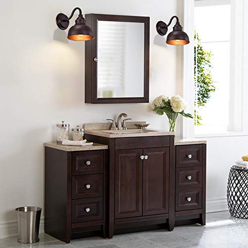 Image of Farmhouse Vanity Wall Sconce, Industrial Gooseneck Barn Light Fixture, Oil Rubbed Bronze Wall Lamps for Bedroom, Bathroom, Hallway, Living Room, Reading Room