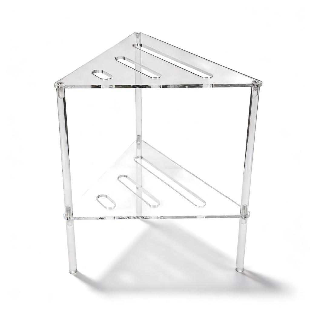PODSJD Acrylic Corner Shower Caddy 2 Tier Floor Standing Organizer 13 39x12 20x11 81in - - Bathroom Storage