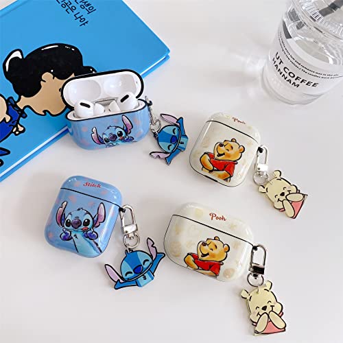 Soft Tpu Case With Keychain Charm For Apple Airpods 1 2 Airpods1 Airpods2 1St 2Nd Generation 2019 Lilo Stitch Blue Color Disney Anime Cartoon Cute Lovely Adorable Kids Girls #TOP2