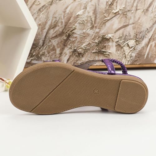 Glitter Sandals Girls Ankle Strap T-Strap 𝐋𝐨𝐰 Heel Pearl Bow Flower Pump Dress Wedding Shoes for Little Kid/Big Kid4