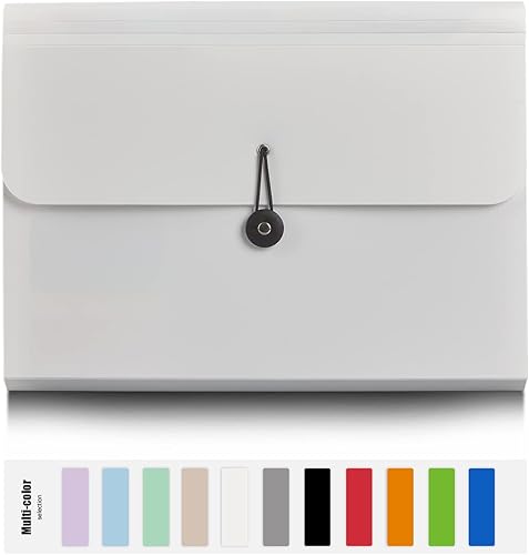 Miniatura 2 de Carpeta de archivos expandible con 13 bolsillos, polipropileno, 12.99 x 9.45 x 1.1 pulgadas para trabajo, escuela, hogar, oficina, negro y blanco