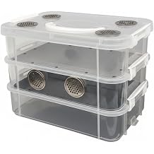 Transparent Plastic Worm Farm Kit with Dual Ventilation, Anti-Escape Locks & Easy Clean Accessories, Complete Mealworm Breeding Kit for Beginners, Worm Farm Starter