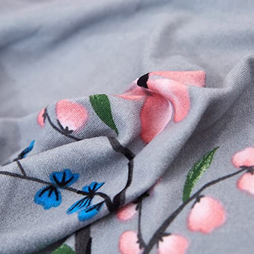 Image of House of Quirk Polyester & Spandex Universal Big Elasticity Flexible Stretch Floral Prints Sofa Slipcover (Double Seater- 145-185cm, Grey Pink )