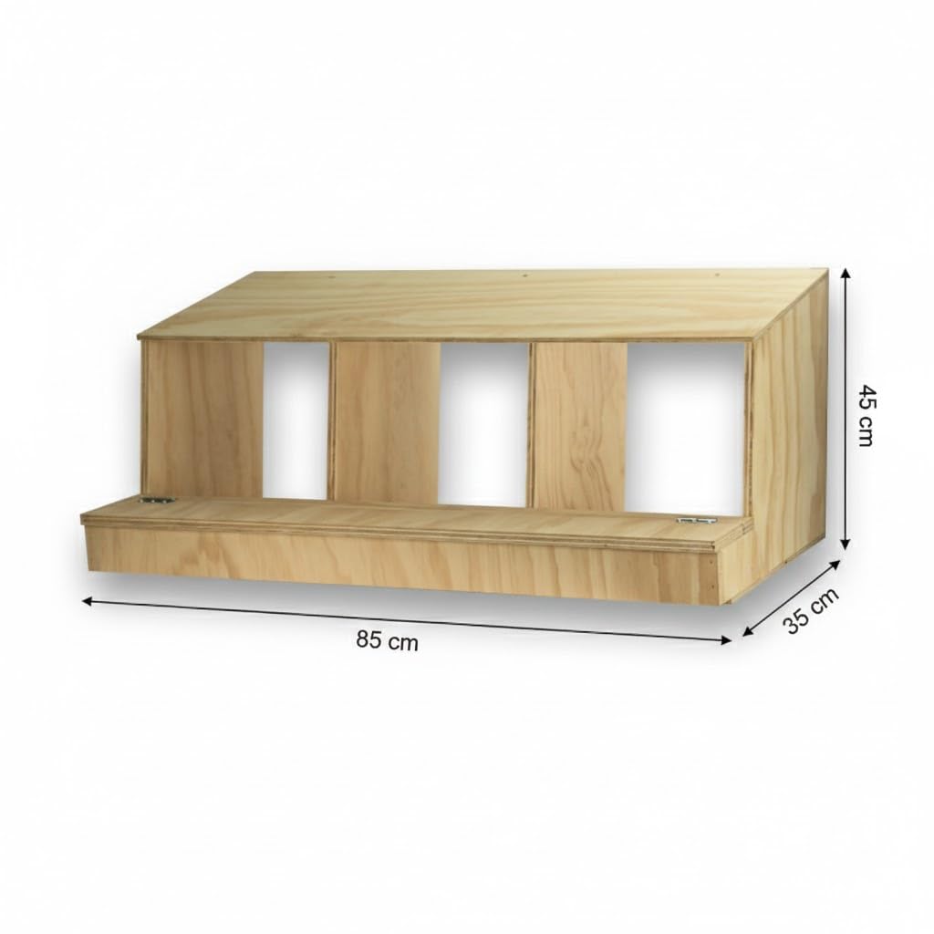 Nido Triplo per galline ovaiole in legno pollaio gabbia ricovero sala covatrice scivolo con coperchio posatoio casetta gallina due scomparti cassetta di raccolta per le uova 85x45x35 cm