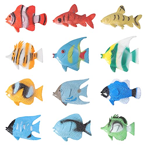 TOYMYTOY 12 stücke Kunststoff Mini Fisch Spielzeug Simulation Tropische Fische Abbildung Modell Vorschule Kinder Lernspielzeug