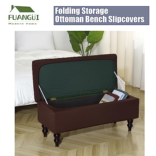 Image of FUANGUI Ottoman Cover Stretch Storage Ottoman Bench Slipcover Printed Folding Storage Bench Ottoman Cover Footrest Stool Slipcover Footstool Protector Cover with Elastic Bottom, Large