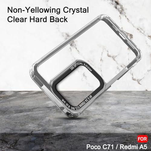 Image of TheGiftKart Hybrid Shockproof Back Cover Case for Poco C71 / Redmi A5 | Stylish Camera Border | Electroplated Buttons | Crystal Clear Hard Back Cover Case (TPU & PC, Smoked Bumper)