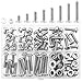HELIFOUNER 102 Pieces #12-24 Phillips Pan Head Machine Screws Nuts Washers Assortment Kit, Coarse Thread, Fully Machine Threaded, 304 Stainless Steel