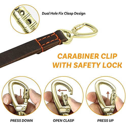 Short Pet Leads, 16" Leather Dog Training Leash w/360° Hook for Medium Large Dogs Training Walking (withstand 160 Lbs Tension) - Image 2
