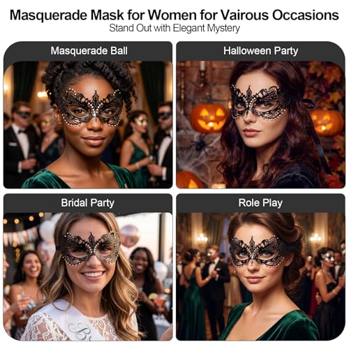 Image of Exlinonline Lace Masquerade Mask Elastic,Fit for Adult,Soft Gentle Material,Specially For Costume,Thememed Party