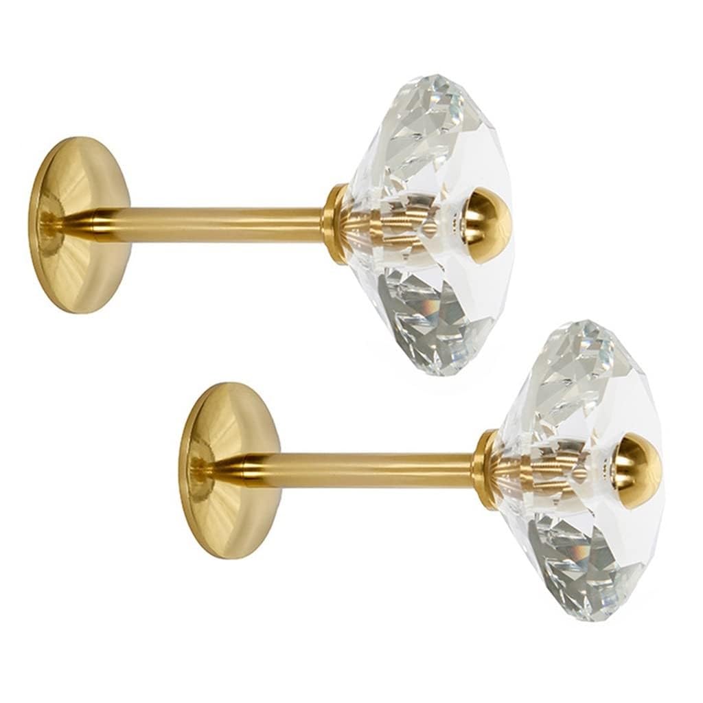 Embrasses de Rideaux, Crochets de Rideaux en Laiton et Cristal Artificiel, Attaches décoratives pour Rideaux, Crochets muraux pour Rideaux, Crochets décoratifs (Lot de 2),Set of 2