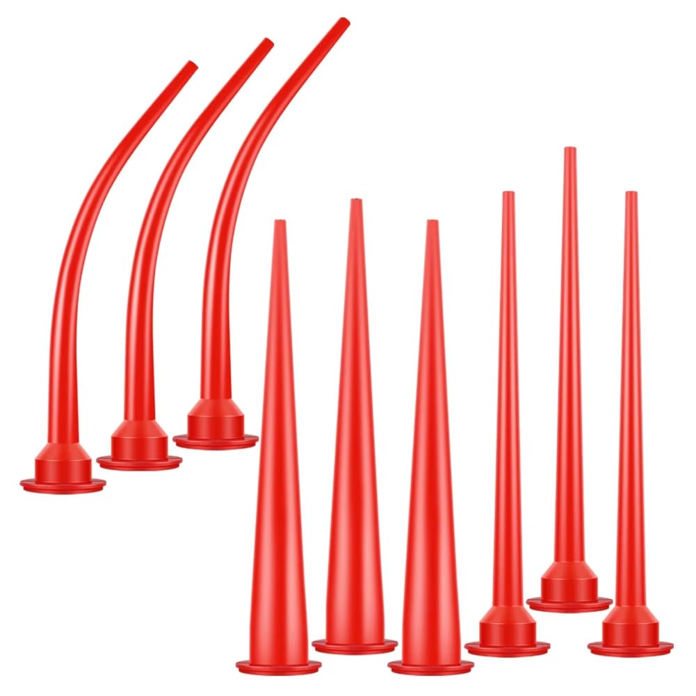 Xiaojun Caulking Nozzle Plastic Caulk Nozzle Applicator Caulking Extension Tool Curved Caulking Nozzle Long Caulking Nozzle 9Pcs