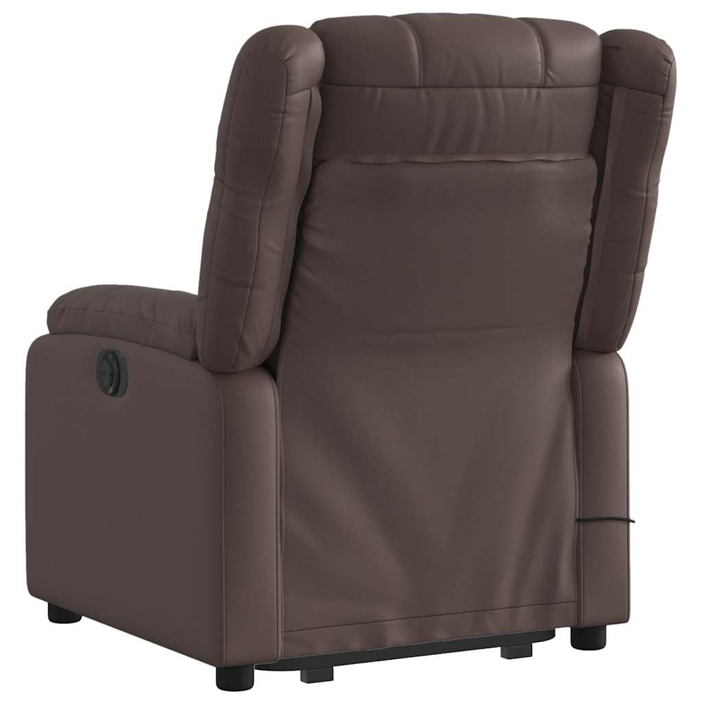 Sillón elevador eléctrico reclinable con masaje de 6 puntos, función elevación y vibración, respaldo ajustable hasta 135°, estructura estable de madera y metal,