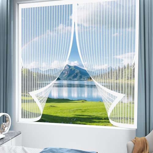 Moustiquaire fenêtre 92x86 anti insecte à fermeture magnétique automatique blanche - 3