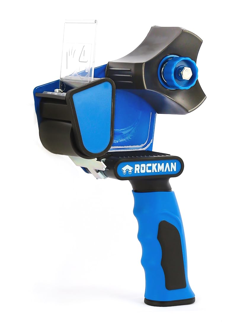 Rockman Tools Premium Heavy-Duty Tape Dispenser Gun 08- Soft-Touch Ergonomic Handle Design, Transparent Pressing Plate, Ideal for Shipping, Warehouse, and Moving, Suitable for 2-inch Tape