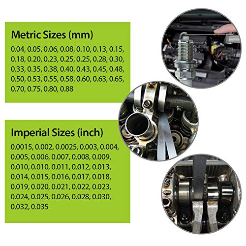 Camway Feeler Gauge Stainless Steel,32Pcs Blades Steel Feeler Gauge 0.0015-0.035 Inch/ 0.04-0.88Mm Dual Marked Metric And Imperial Feeler Gauges For Valve, Gap Gauge Measuring Tool #TOP2