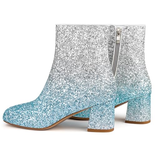 Image of MISSMILLER Rhinestone Boots for Women Sparkly Cowgirl Boots Pointed Toe Chunky Heels Rhinestone Cowboy Boots
