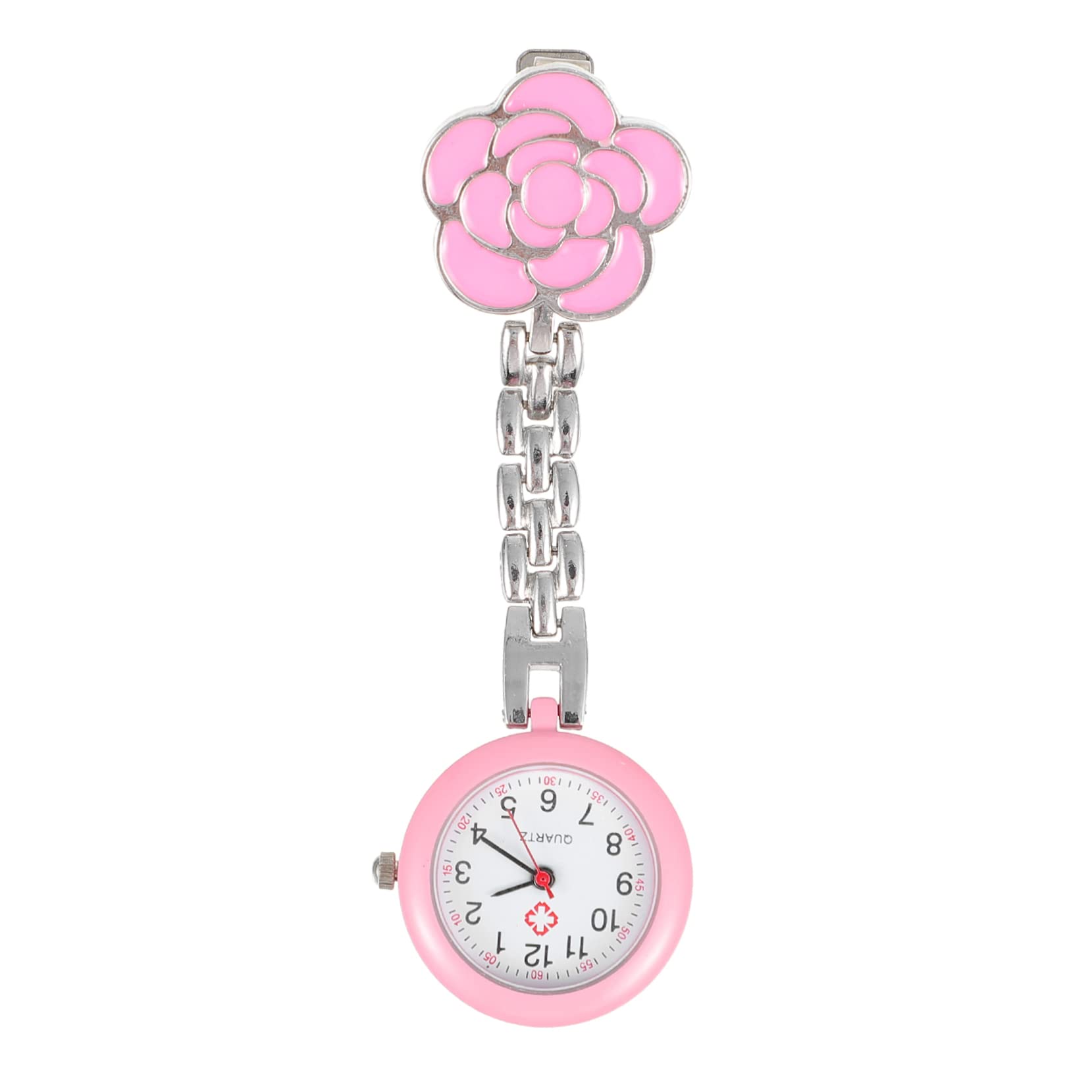 CALLARONChest Watch Flamingo Plush Clip on Second Hand Watch Paramedic Pocket Watch Lapel Hanging Fob Watch Student Pocket Watch Hanging Watch Universal Alloy The Flowers