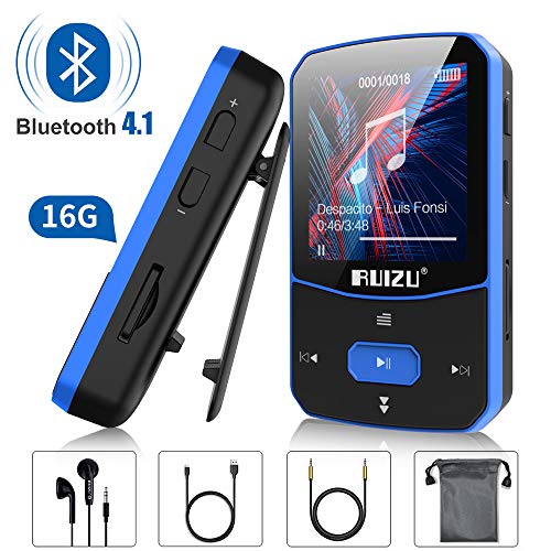16GB Clip Mp3 Player with Bluetooth 4.1, Lossless Sound Music Player, with FM