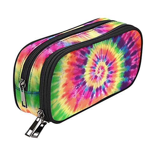 Image of ANANGTEE Colored Tie Dye Pencil Case for Boys Teen Girls Kids 10 In | Large Capacity Crayon School Supplies Stationery Pen Box Zipper Accessory, Office Desk Soft Organizers Small Makeup Bag