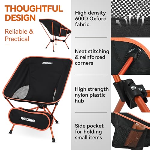 Image of MARCHWAY Lightweight Folding Camping Chair with Spring Lock, Stable Compact Portable for Outdoor Camp, Travel, Beach, Picnic, Festival, Hiking, Backpacking (Lowback Orange)