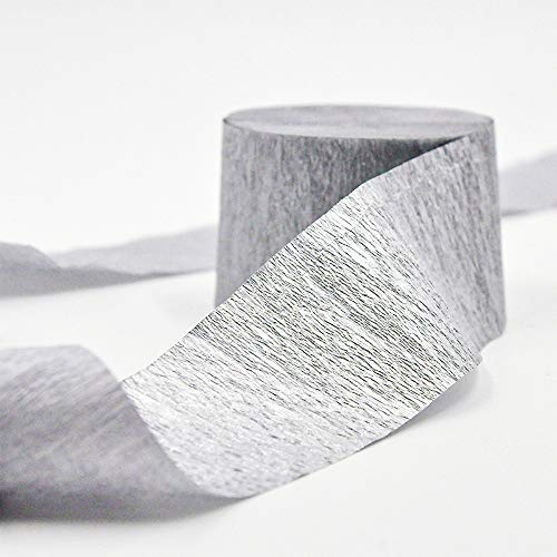 Image of 8 Rolls Silver Crepe Paper Streamers, Wedding Birthday Baby Shower Christmas New Year Party Decoration, Graduation, 4th of July, Rainbow DIY Supplies, Living Room Bedroom Decor