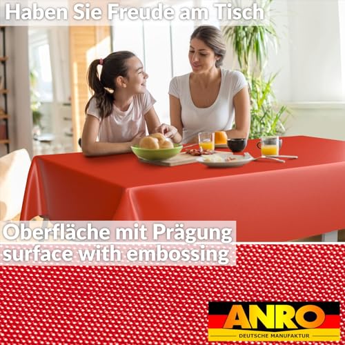 ANRO Oilcloth Tablecloth, Washable, Oilcloth, Garden Tablecloth, Outdoor, Indoor, 100 x 140 cm, Cut Edge, Red - Image 3