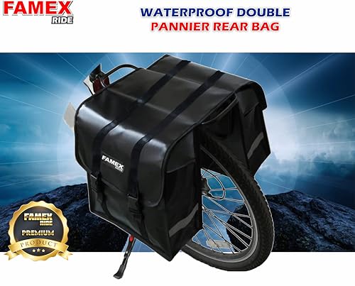 FAMEX RIDE® Double Pannier Bag Shopping Waterproof Bicycle Bicycle Cycle Bike Shopping Bag - Image 7