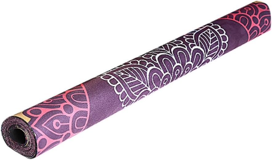 PRETYZOOM Natural Suede Yoga Mat with Non-slip Rubber Backing Lightweight Foldable Workout Mat for Pilates Fitness Camping with Bright Printed Patterns