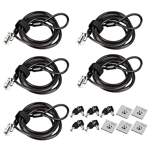 I3C Laptop Lock, Combination Security Lock Cable with Keys and Anchor Plate, Anti Theft Lock for compatible with Business Electronics, Monitors, Tablets (5 Set)