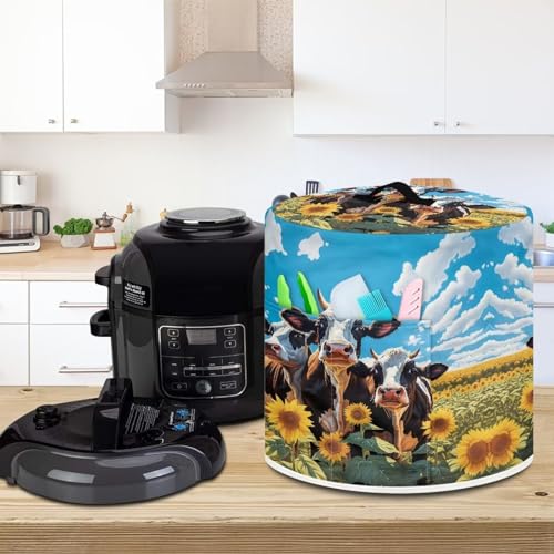 Image of Blue Sky Cow Rice Cooker Cover Cute Kitchen Dust Cover Portable Waterproof Pressure Cooker Cover Suitable for Most Sizes Children's Gifts
