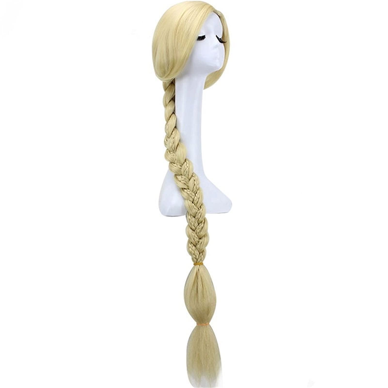 Natural Long Straight Braided Blonde Princess Rapunzel Tangled Synthetic Cosplay Wig for Halloween