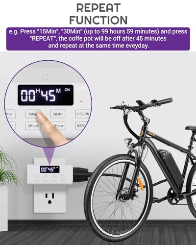 Image of [2 Pack] Indoor Countdown Timer Outlet, NEARPOW Auto Shut Off Timers with Large Screen, Customize Countdown, Repeat and Memory Function, Eectrical Outlets for Charger Lights, 3-Prong Grounded Outlet