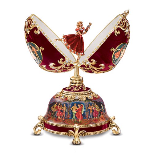 The Bradford Exchange The Nutcracker Musical Egg Christmas Decor Peter Carl Fabergé-Style with More Than 100 Hand Set Simulated Gems 22k Gold Scroll Made of Heirloom Porcelain