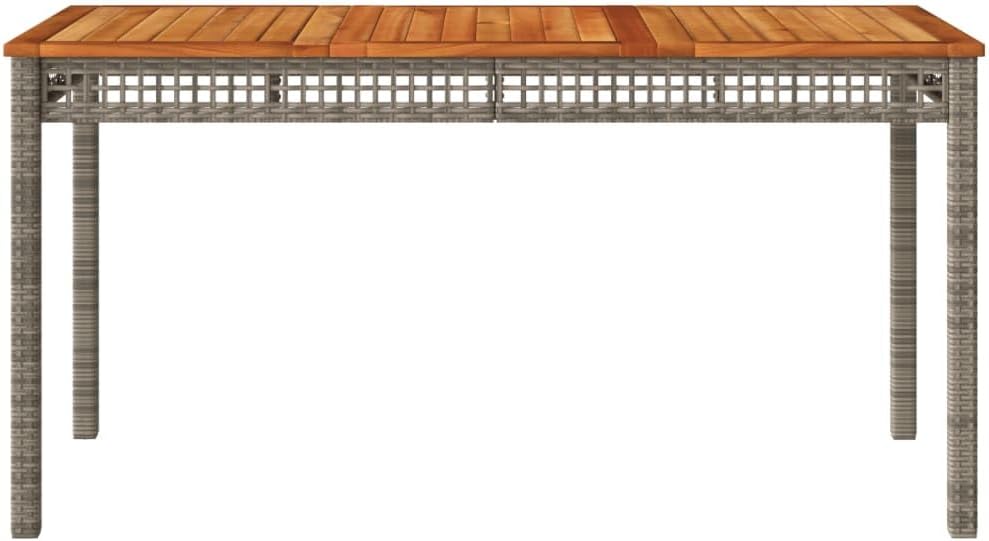 Garden Coffee Table Grey and Brown Rectangular Outdoor Table Made with Durable Synthetic Poly Rattan and Powder-Coated Steel, Weather-Resistant Patio Furniture for Garden, Balcony