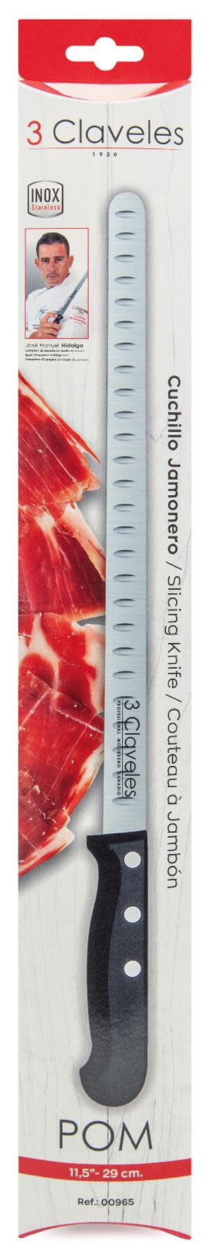 CUCHILLO JAMONERO ALVEOLADO Pom 29 cm. - 11,5" D 3C