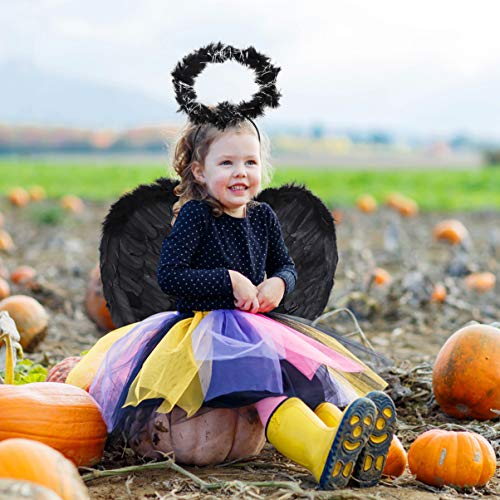 FRCOLOR Conjunto de Asas de Anjo Do Dia Das Bruxas Faixa de Cabelo de Anjo da Escuridío.