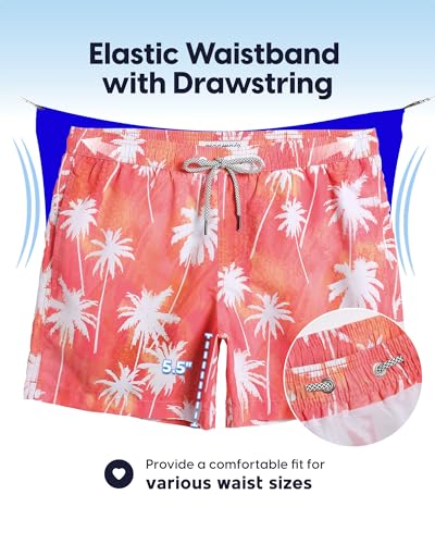 Image of maamgic Mens Swim Trunks 5 Inch with Mesh Lining, Quick Dry Mens Bathing Suit, Swim Shorts for Swimming and Beach