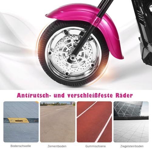 FANTASK Kinder Elektromotorrad mit verstellbarem Scheinwerfer, Dreirad Elektromotorrad mit Sound, Horn, Rückspiegel, Pedalen, Geschwindigkeit 2,5-3 km/h – Bild 8