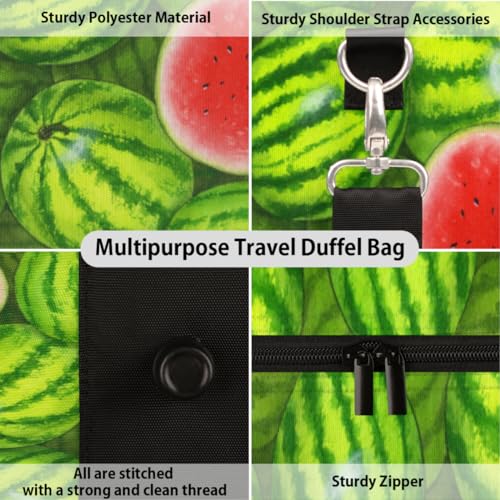 Watercolor Watermelon Travel Duffel Bag, Green Fruit Sports Tote Gym Bag, Foldable Weekender Overnight Bag, Luggage Handle Bag for Women Men3