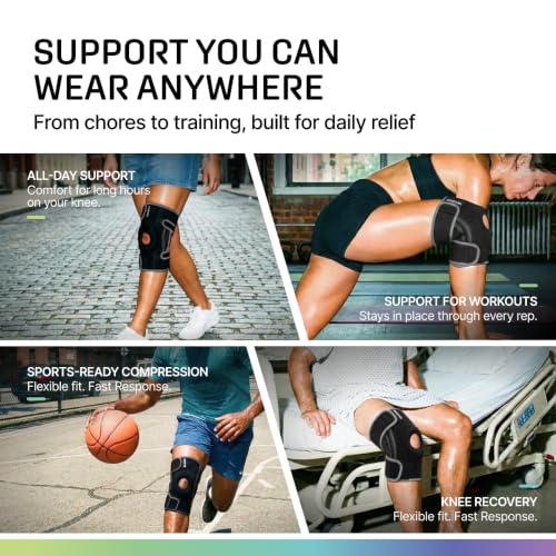 Image of Modvel Knee Brace with Side Stabilizers & Patella Gel Pads for Pain Relief and Joint Support Breathable, Non-Slip Compression Sleeve for Men & Women, Arthritis, Meniscus, ACL Recovery